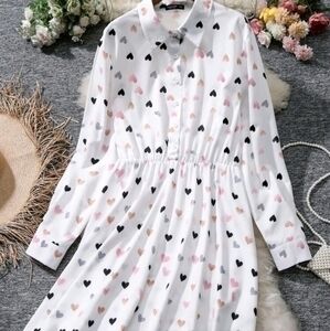 SHEIN HEARTS HALF BUTTON SHIRT DRESS SZ 4X